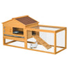PawHut 62" Large Outdoor Log Cabin Rabbit Cage Small Animal Hutch with Run and Ramp