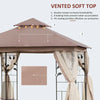 Outsunny 10' x 10' Metal Patio Gazebo, Double Roof Outdoor Gazebo Canopy Shelter with Tree Motifs Corner Frame and Netting, for Garden, Lawn, Backyard, and Deck, Gray