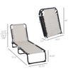 Outsunny 3-Position Reclining Beach Chair Chaise Lounge Folding Chair - Cream White