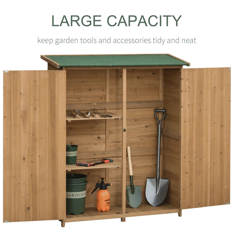 Outsunny Backyard Garden Tool Storage Shed, Outdoor Storage & Potting Bench with 2 Magnetic Close Doors & Large Interior Storage Space