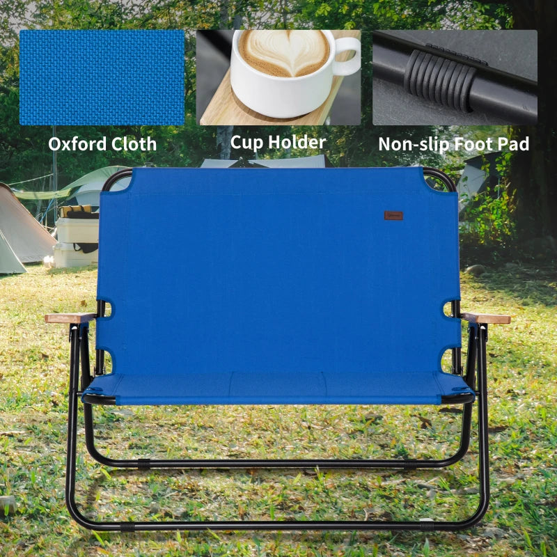 Outsunny Folding Double Camping Chair, Loveseat for 2 Adults, Portable –  ShopEZ USA