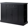 HOMCOM Fluted-Style Wooden Kitchen Island, Storage Cabinet w/ Drawer, Open Shelving, and Interior Shelving for Dining Room, Black