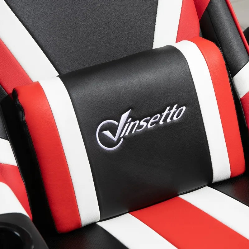 Vinsetto High Back Gaming Chair, Racing Style Ergonomic Computer Desk Chair with Adjustable Height, Retractable Footrest, Headrest and Lumbar Support, Red