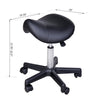 Open Box HomCom Adjustable Hydraulic Rolling Swivel Salon Saddle Stool Chair - Black