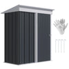 Outsunny Outdoor Sheds Storage with floor, Small Steel Lean-to Shed with Adjustable Shelf, Lock, Gloves, 5'x3'x6', Dark Gray