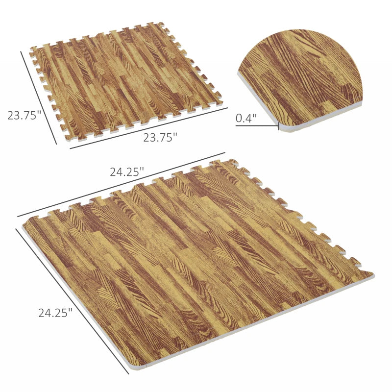 Soozier 18 Piece 24" x 24" High-Density Water Resistant Interlocking Foam Floor Tile Mats 72Sqft- Light Wood Grain