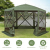 Outsunny 6-Sided Hexagon Pop Up Party Tent Gazebo with Mesh Netting Walls & Shaded Interior, 12' x 12', Green