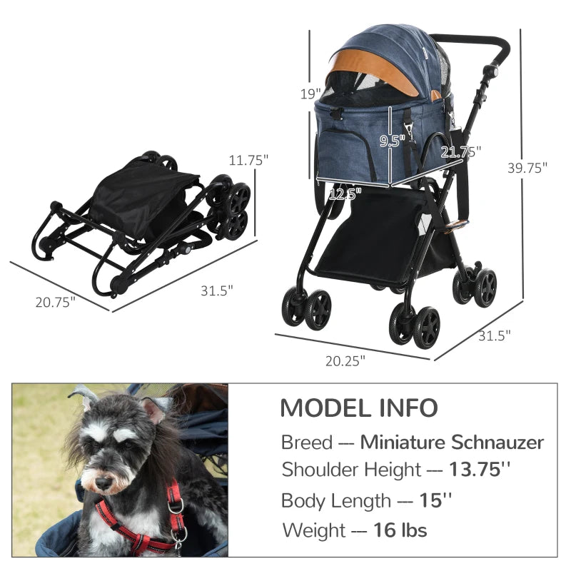Designer's Luxury Pet Stroller - Carrier with Multi-function Designed