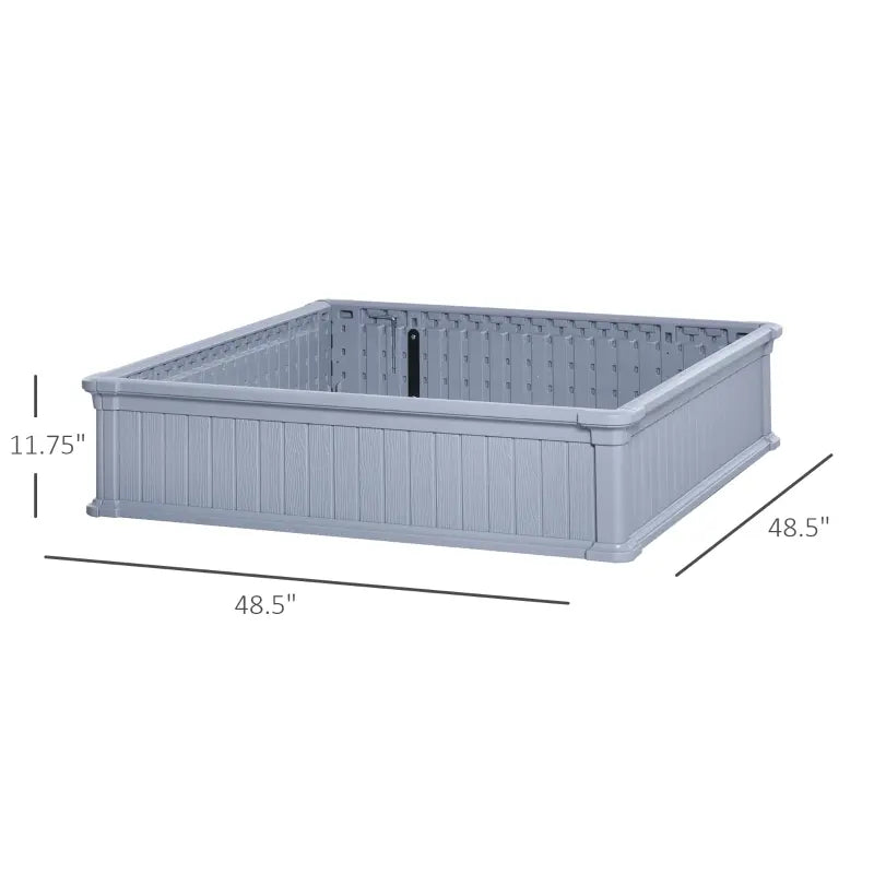 Outsunny 48'' x 24'' x 12'' Raise Garden Bed, Planter Box, Above Ground Garden for Flowers, Herb, Vegetables with Easy Assembly and Ground Stakes, Grey