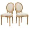 HOMCOM French-Style Upholstered Dining Chair Set, Armless Accent Side Chairs with Rattan Backrest and Linen-Touch Upholstery, Set of 2, Cream White