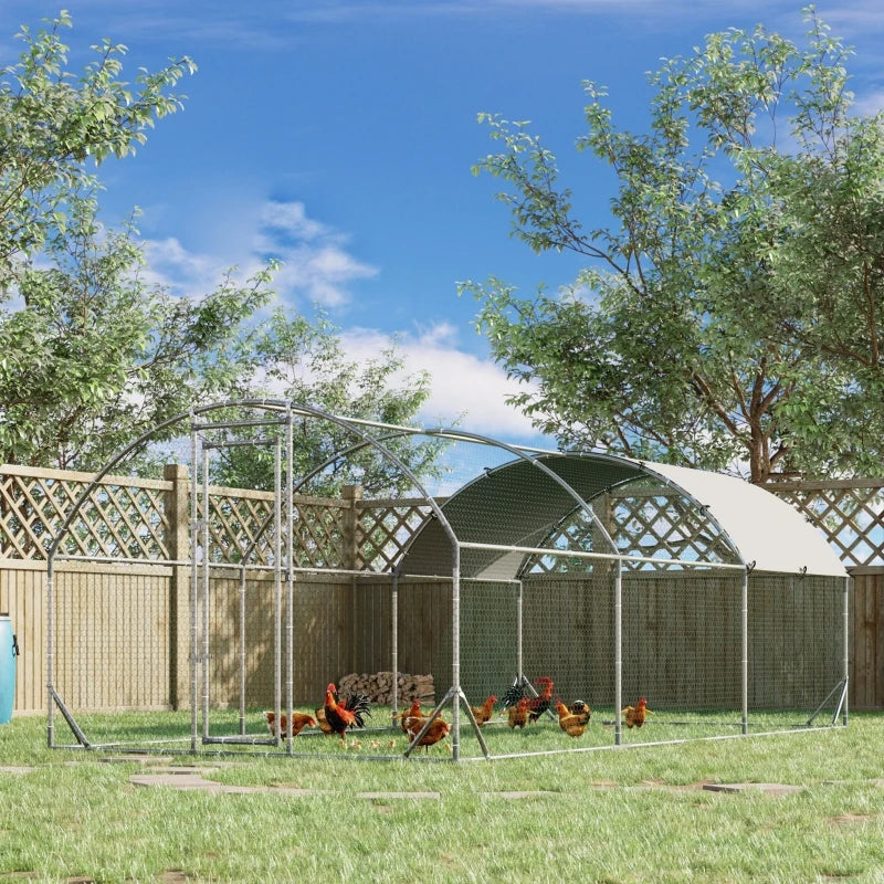 PawHut 10' x 13' 6.5' Chicken Coop Cage, Outdoor Hen House w/ Cover & Lockable Door