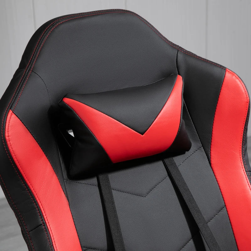HOMCOM Gaming Recliner, Racing Style Video Gaming Chair with Adjustable Backrest and Footrest, High Back 360 Degree Swivel Computer Chair with Lumbar Support and Headrest, Red