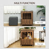 PawHut Dog Crate Furniture, Wooden End Table, Small Pet Kennel with Magnetic Door Indoor Crate Animal Cage, Grey