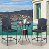 Outsunny 3pcs Patio Bar Set with Soft Cushion, Rattan Wicker Outdoor Furniture Set for Backyards, Lawn, Deck, Poolside