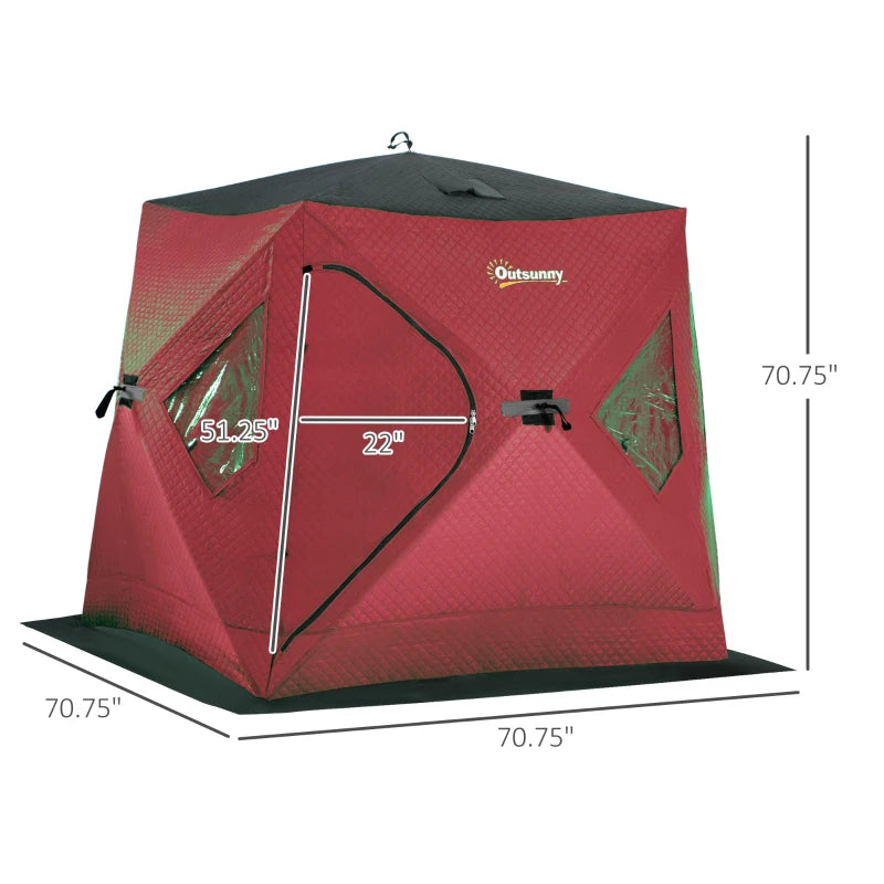 Outsunny 4 Person Ice Fishing Shelter Insulated Waterproof