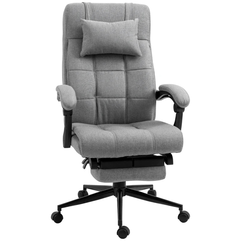 Vinsetto Executive Linen Fabric Office Chair High Back Swivel Task Chair  with Adjustable Height Upholstered Retractable Footrest Headrest Dark Gray