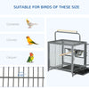 PawHut 19" Travel Bird Cage Parrot Carrier with Handle Wooden Perch for Cockatiels, Conures, Black