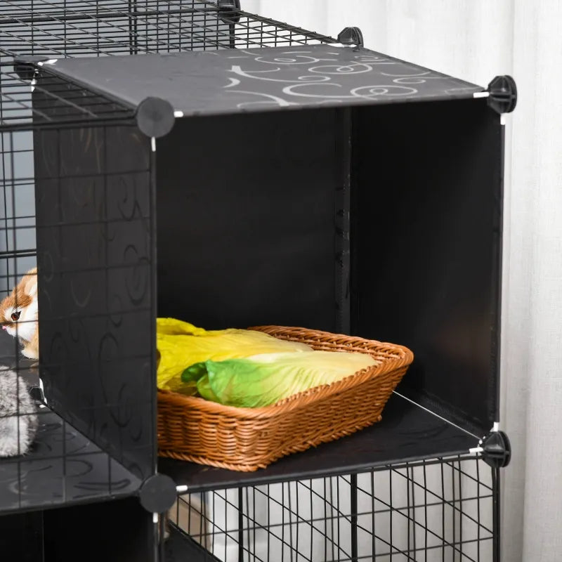 PawHut Pet Playpen with Door Storage Shelf for Kittens Chinchillas and Pet Minks