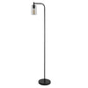 HOMCOM Modern Stylish Tall Pole Floor Lamp, Land Light with Metal Base, Cylindrical Shaped Glass Shade - Black