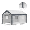 Outsunny 12' L x 7' W x 7' H Outdoor Walk-In Tunnel Greenhouse, Garden Warm Hot House with Roll Up Windows, Zippered Mesh Door, and Weather Cover, White/Dark Grey