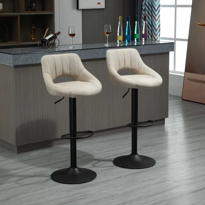 HOMCOM Modern Bar Stools, Swivel Bar Height Barstools Chairs with Adjustable Height, Round Heavy Metal Base, and Footrest, Set of 2, Blue