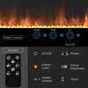 HOMCOM 50" 1500W Recessed and Wall Mounted Electric Fireplace Inserts with Remote, Adjustable Flame Color and Brightness, Cryolite-Effect Rocks, Black