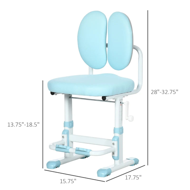 Qaba Ergonomic Kids Desk Chair with Thick Cushioning & Height Adjustment, Kids Computer Chair with Footrest, Childrens Chair, Kids Office Chair & Study Chair, Blue