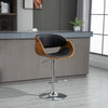 HOMCOM Modern Adjustable Bar Stool, Bentwood Bar Chair, PU Leather Swivel Barstool with Back, Footrest, Black and Walnut