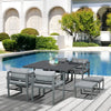 Outsunny 9 Piece Outdoor Patio Dining Set with 4 Chairs, 4 Ottomans, & Glass Table with Cushions & Aluminum Frame