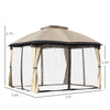 Outsunny 11' x 11' Pop Up Canopy, Outdoor Canopy Shelter with Removable Zipper Netting, Instant Event Tent with 121 sq.ft Shade and Carry Bag for Patio, Backyard, Garden, Khaki