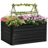 Outsunny 4' x 3' x 2' Raised Garden Bed with Support Rod, Steel Frame Elevated Planter Box, Black
