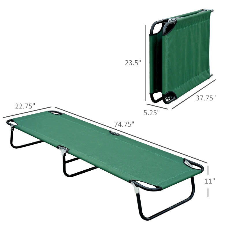 Outsunny Camping Cot for Adults, Folding Bed, Portable Sleeping Cot for Travel, Beach, Hiking, Rated for 330 lbs, Blue