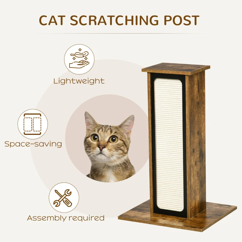 PawHut Scratching Pad Cat Tree Corrugated Paper Sisal Scratch Board Climbing Pet Furniture with 1 Spare Board, Brown
