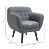 HOMCOM Accent Chair Linen-Touch Tufted Armchair Upholstered Leisure Lounge Sofa Club Chair with Wood Legs, Grey/Walnut