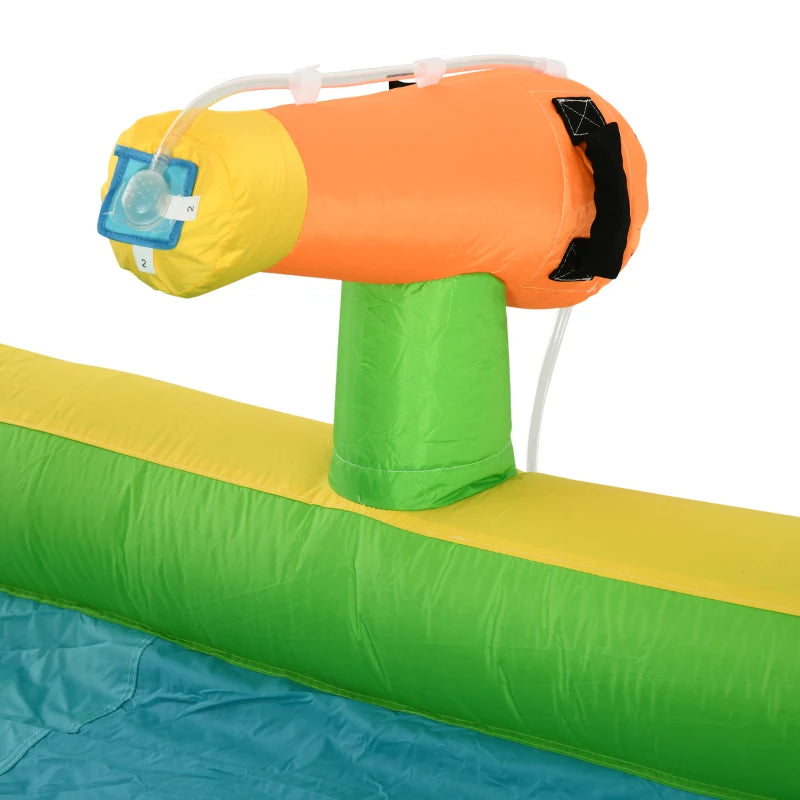 Outsunny 5-in-1 Inflatable Water Slide, Rocket Themed Kids Castle Bounce House with Slide, Pool, Water Cannon, Basket, Climbing Wall Includes Carry Bag, Repair Patches, 750W Air Blower