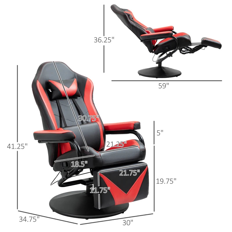 HOMCOM Gaming Recliner, Racing Style Video Gaming Chair with