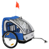ShopEZ USA Elite Three-Wheel Bike Trailer for Kids Bicycle Cart for Two Children with 2 Security Harnesses & Storage, Blue