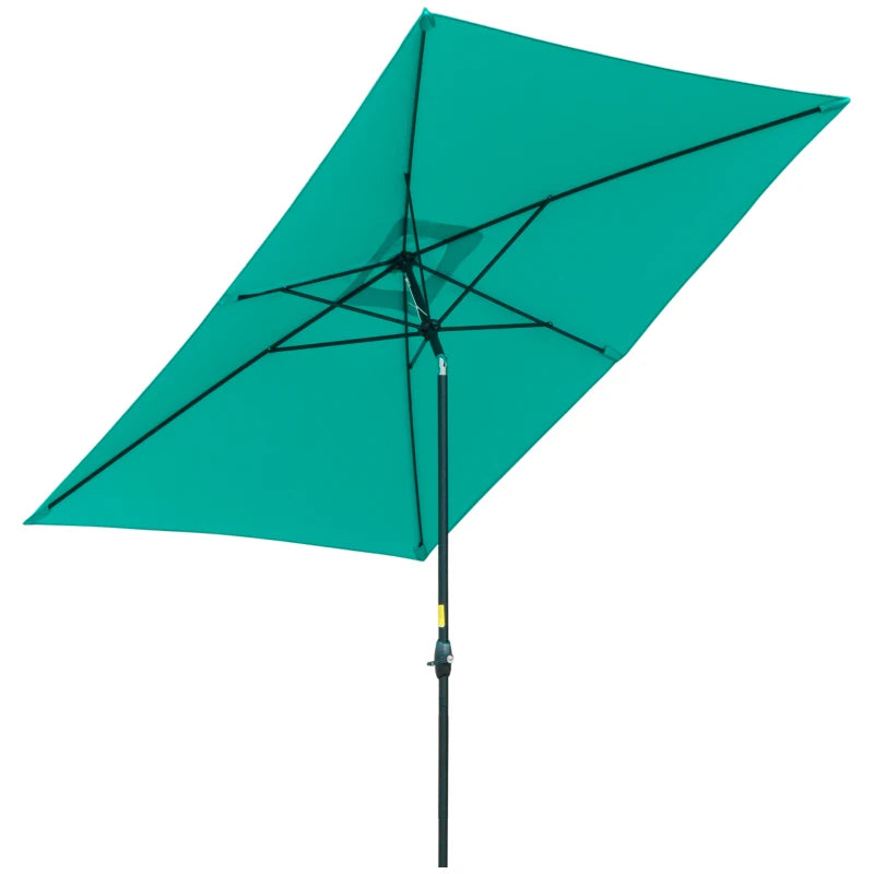 Outsunny 6.6 X 10 ft Rectangular Market Umbrella Patio Outdoor Table Umbrellas with Crank & Push Button Tilt, Blue