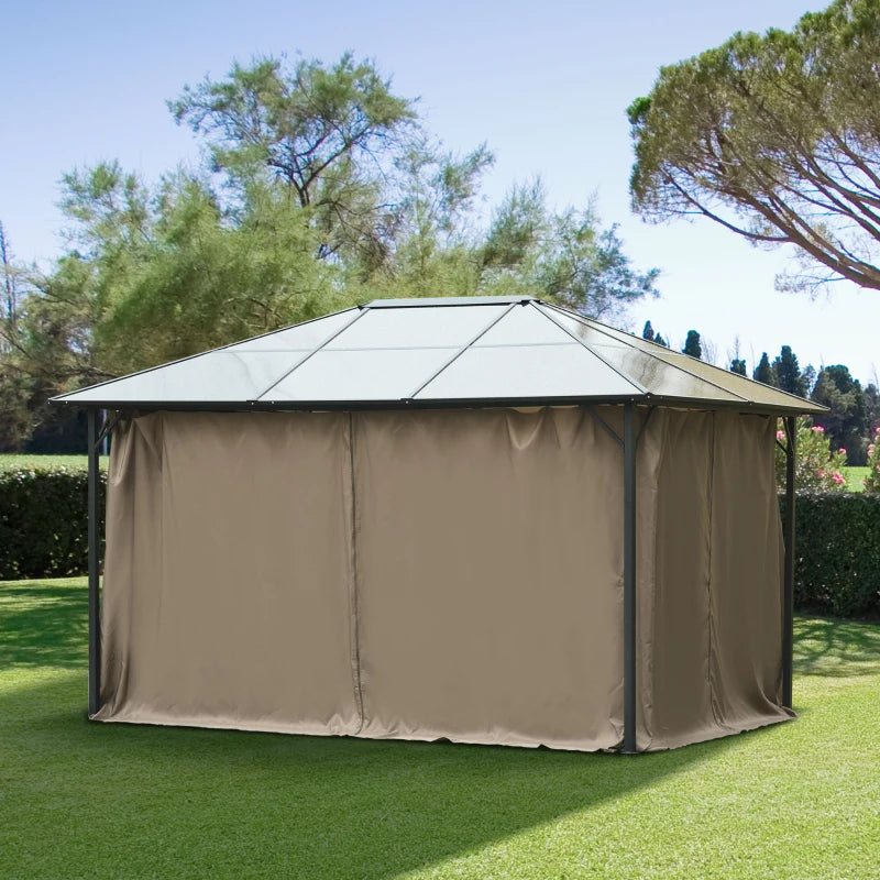 Outsunny 10' x 12' Universal Gazebo Sidewall Set with 4 Panels, Hooks/C-Rings Included for Pergolas & Cabanas, Grey