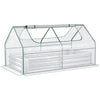 Outsunny Galvanized Raised Garden Bed with Mini Greenhouse Cover, Outdoor Metal Planter Box with 2 Roll-Up Windows for Growing Flowers, Fruits, Vegetables, and Herbs, 73" x 38" x 36", Clear