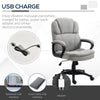 Vinsetto Massage Office Chair with 2 Vibration Motor Points, USB Power, Height Adjustable Executive Computer Chair, Comfy Desk Chair, Gray