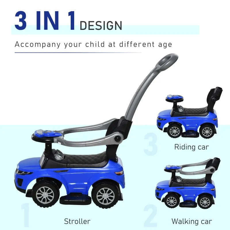 ShopEZ USA 3 In 1 Push Cars for Toddlers Kid Ride on Push Car Stroller Sliding Walking Car with Horn Music Light Function Secure Bar Ride on Toy for Boy Girl 1-3 Years Old Red
