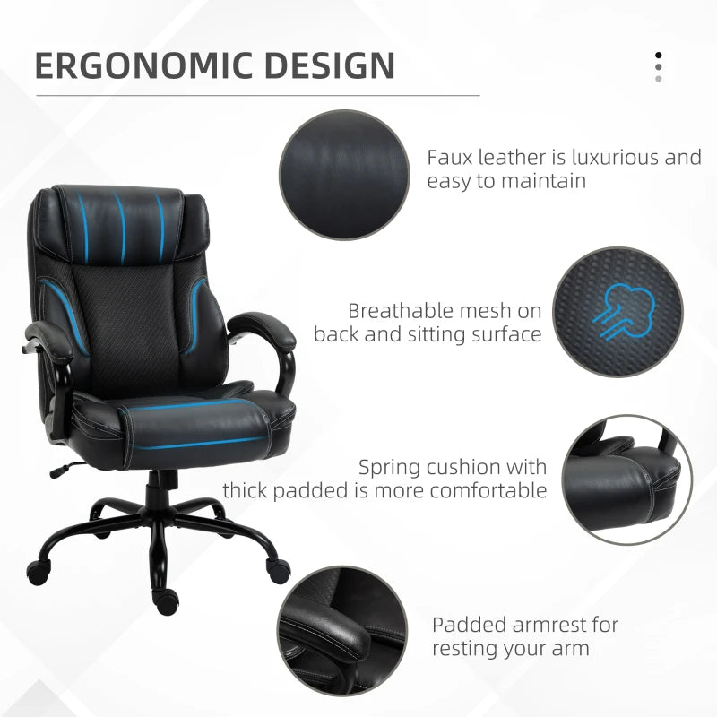 Executive Ergonomic Swivel High Back Thick Chair Cushion PU Luxury