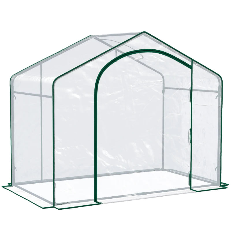 Outsunny 6' x 3' x 6' Portable Walk-in Greenhouse, PE Cover, Steel Frame Garden Hot House, Zipper Door, Top Vent for Flowers, Vegetables, Saplings, Tropical Plants, Green