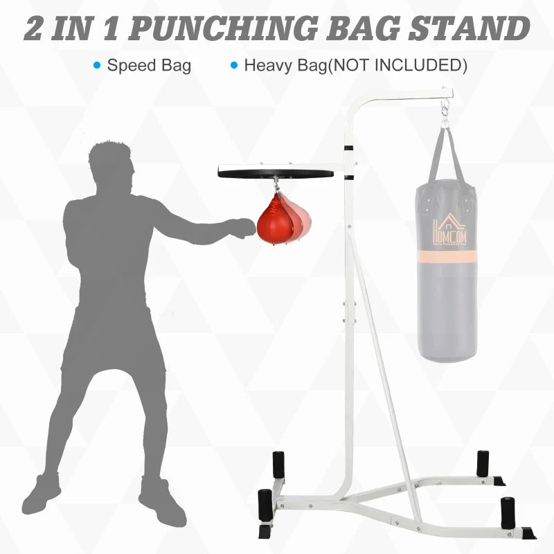 Soozier Free-Standing Speed Bag Platform Station Boxing Stand Heavy Duty Frame White