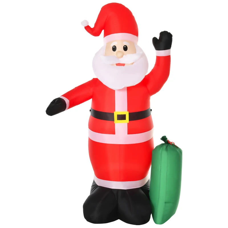 HOMCOM 8ft Christmas Inflatable Santa Claus with Toy Bag, Outdoor Blow-Up Yard Decoration with LED Lights Display