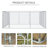 PawHut Outdoor Dog Kennels Galvanized Steel Fence with Secure Lock Mesh Sidewalls for Backyard 181"  x 181" x 71.75"
