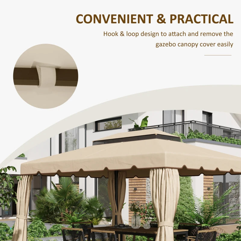 Outsunny 12.8' x 9.5' Gazebo Replacement Canopy, Gazebo Top Cover with Double Vented Roof for Garden Patio Outdoor (TOP ONLY), White