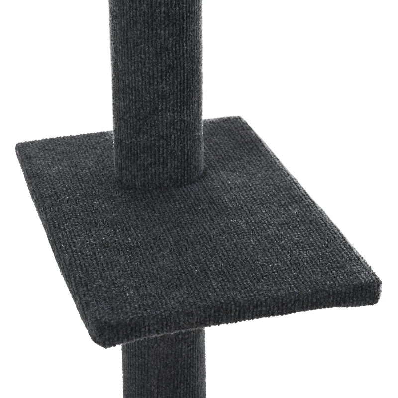 PawHut 8.5' Adjustable Height Floor-To-Ceiling Vertical Cat Tree, Brown and White