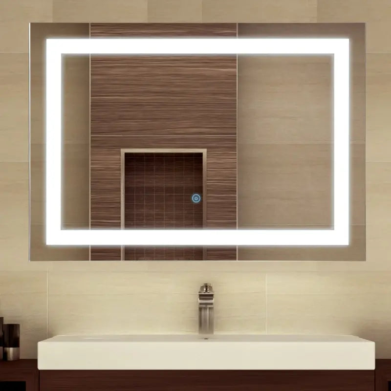 HOMCOM Illuminated LED Bathroom Vanity Mirrors with Lights Modern Makeup Wall Mirror